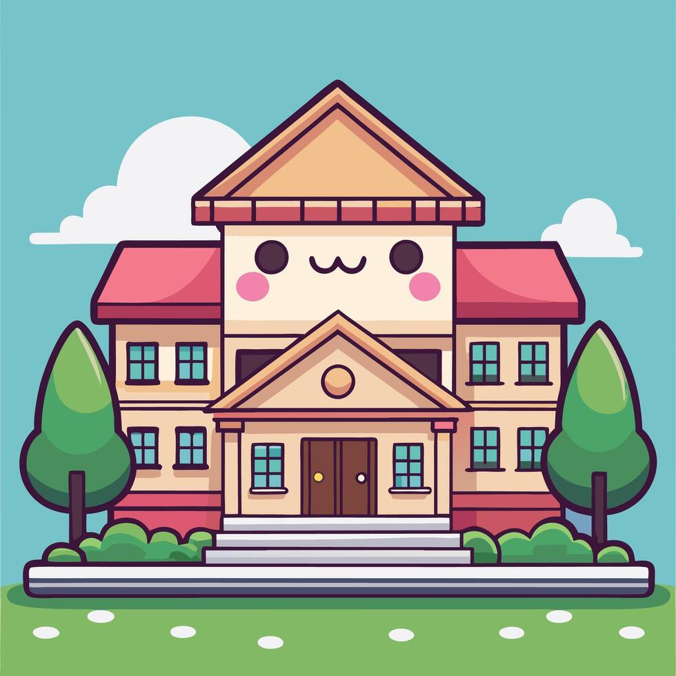 a cartoon building with a cute vector