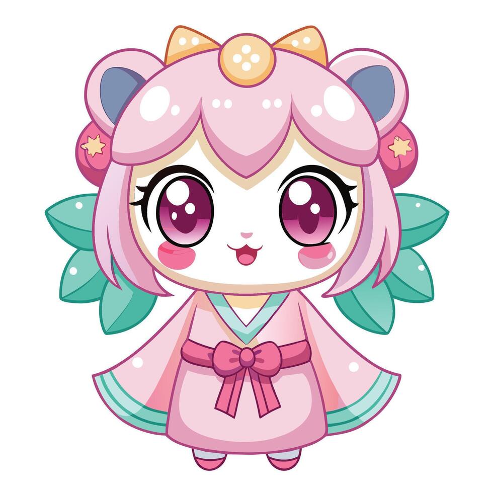 a cute little girl in a pink kimono vector