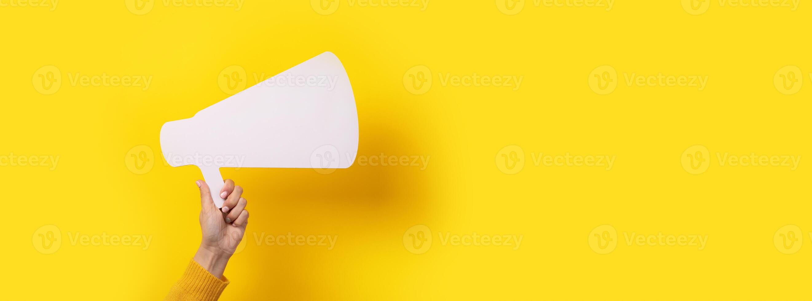 megaphone in hand panoramic photo