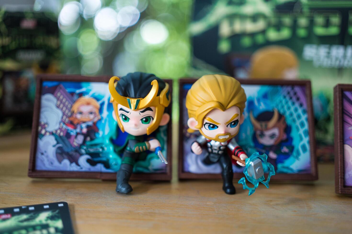 Bangkok, Thailand - December 12, 2024 Thor and Loki, Frame Series Figures from Pop Mart shop. photo
