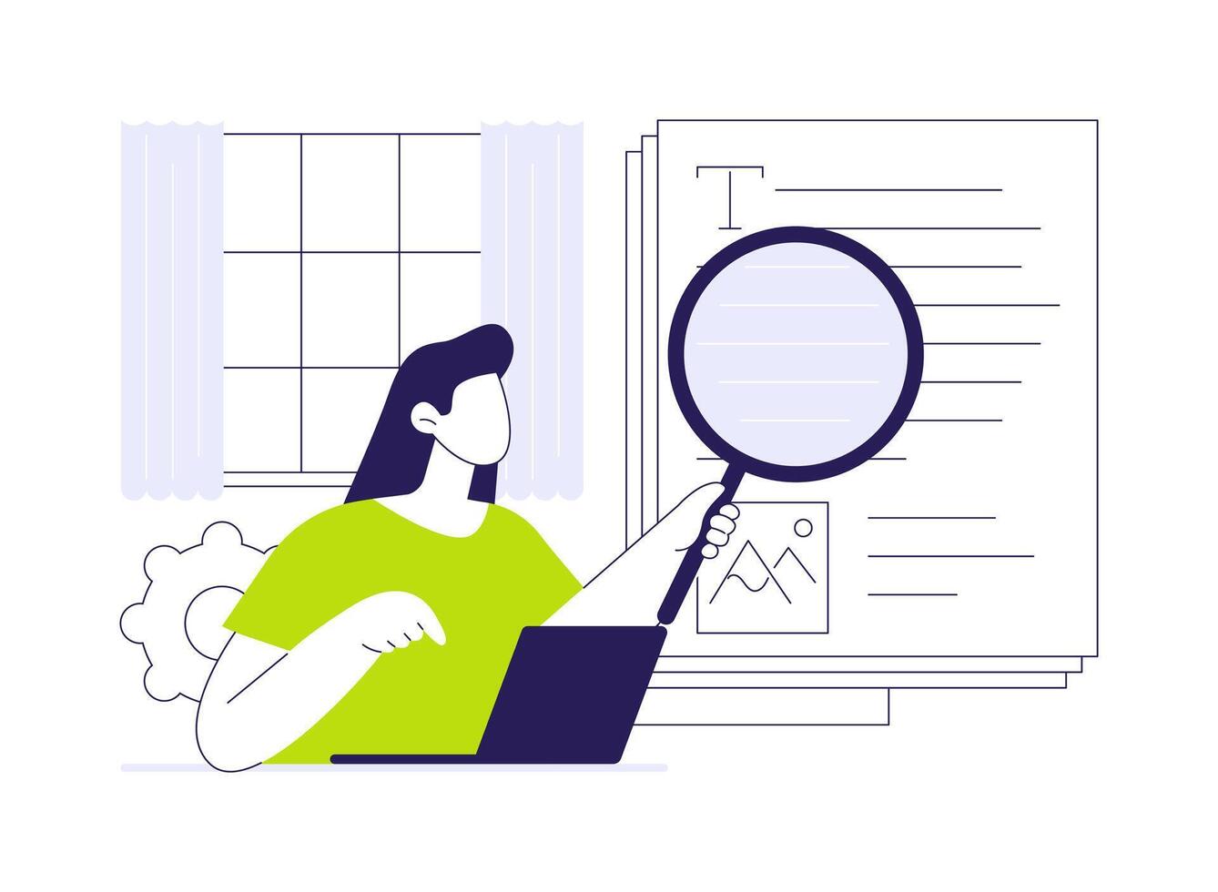 Remote proofreading abstract concept illustration. vector