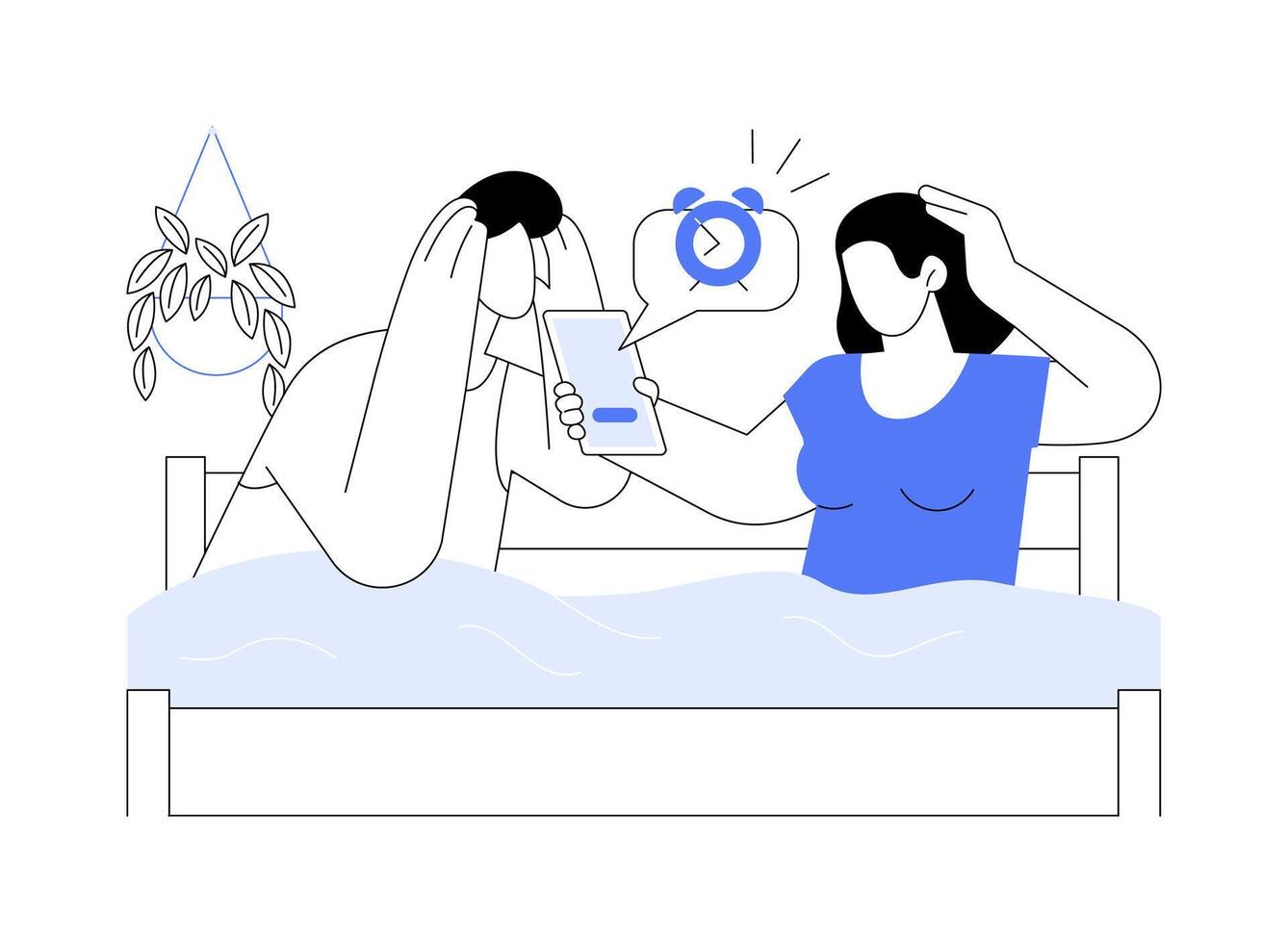 Oversleeping isolated cartoon illustrations. vector