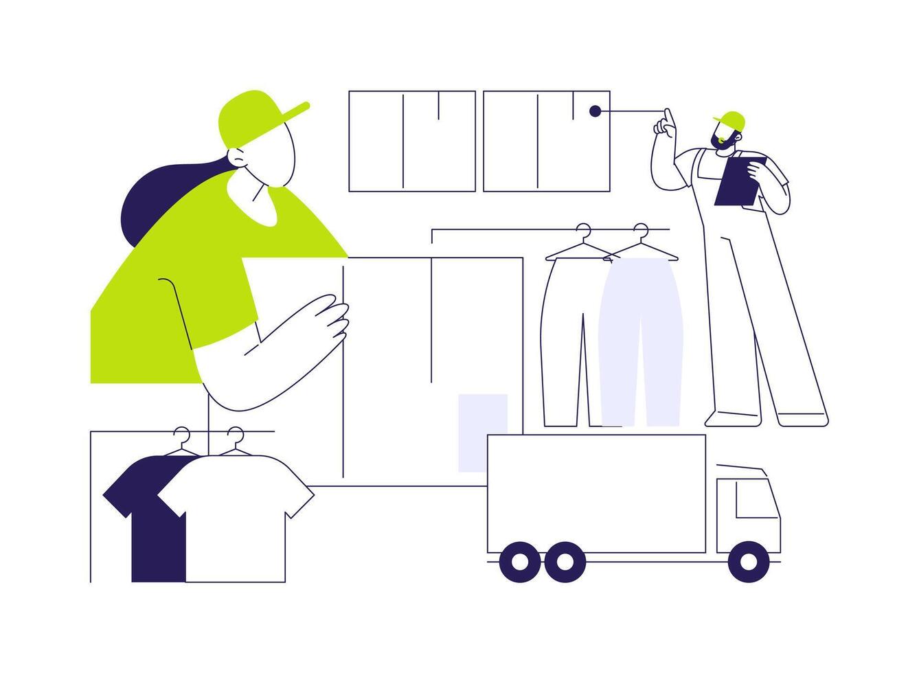 Garment delivery abstract concept illustration. vector