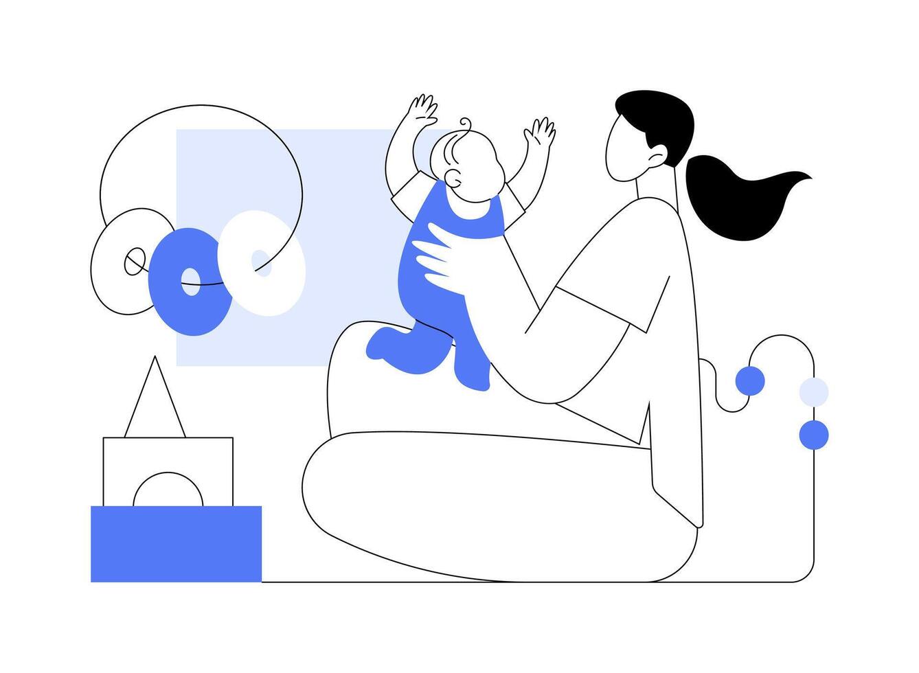 Playing with a baby isolated cartoon illustrations. vector
