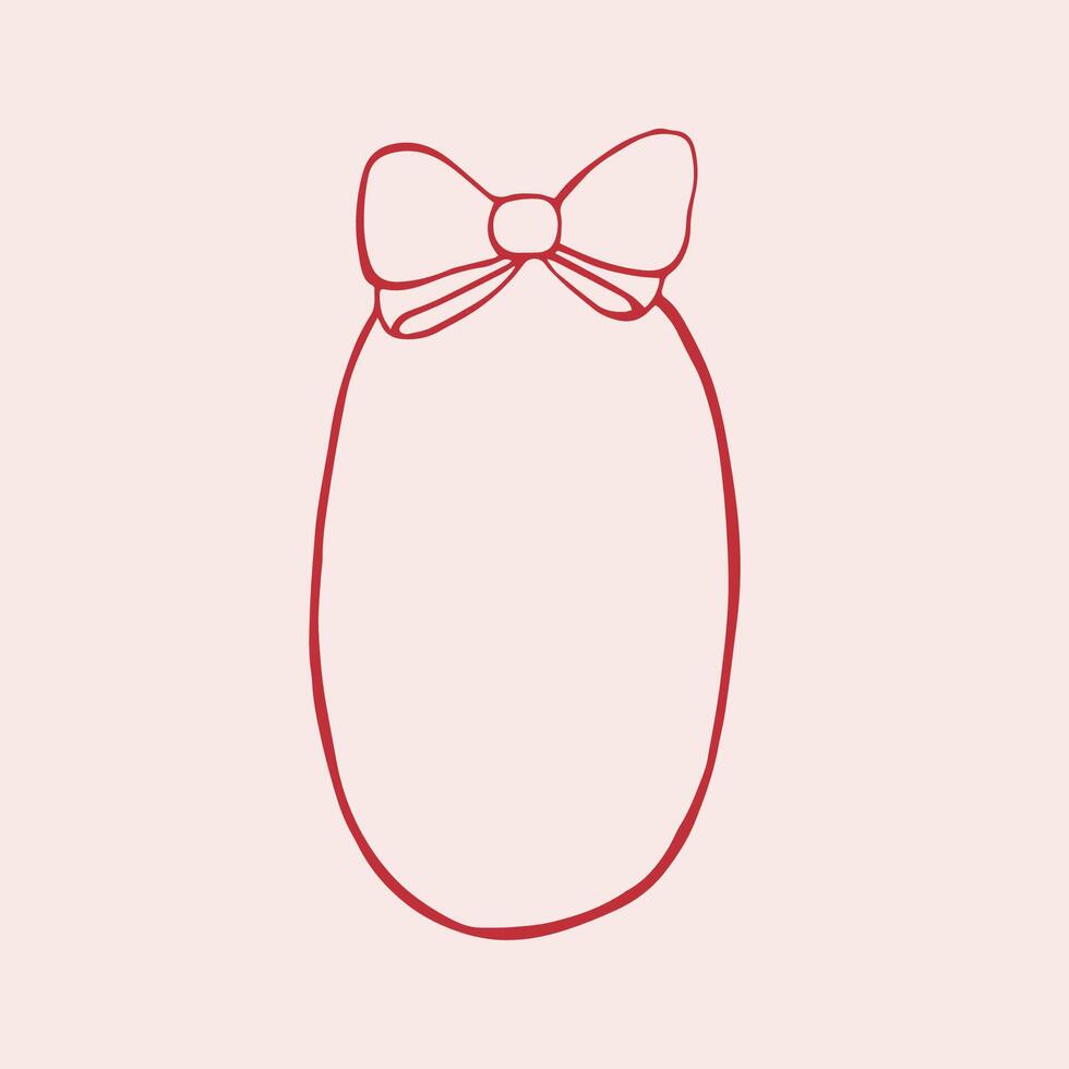 A round wreath with a hand-drawn ribbon and bow frames border the center of this card vector