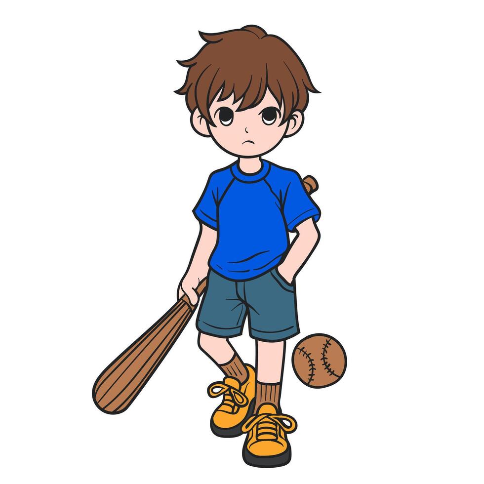 Joyful Moment of a Young Baseball Player vector