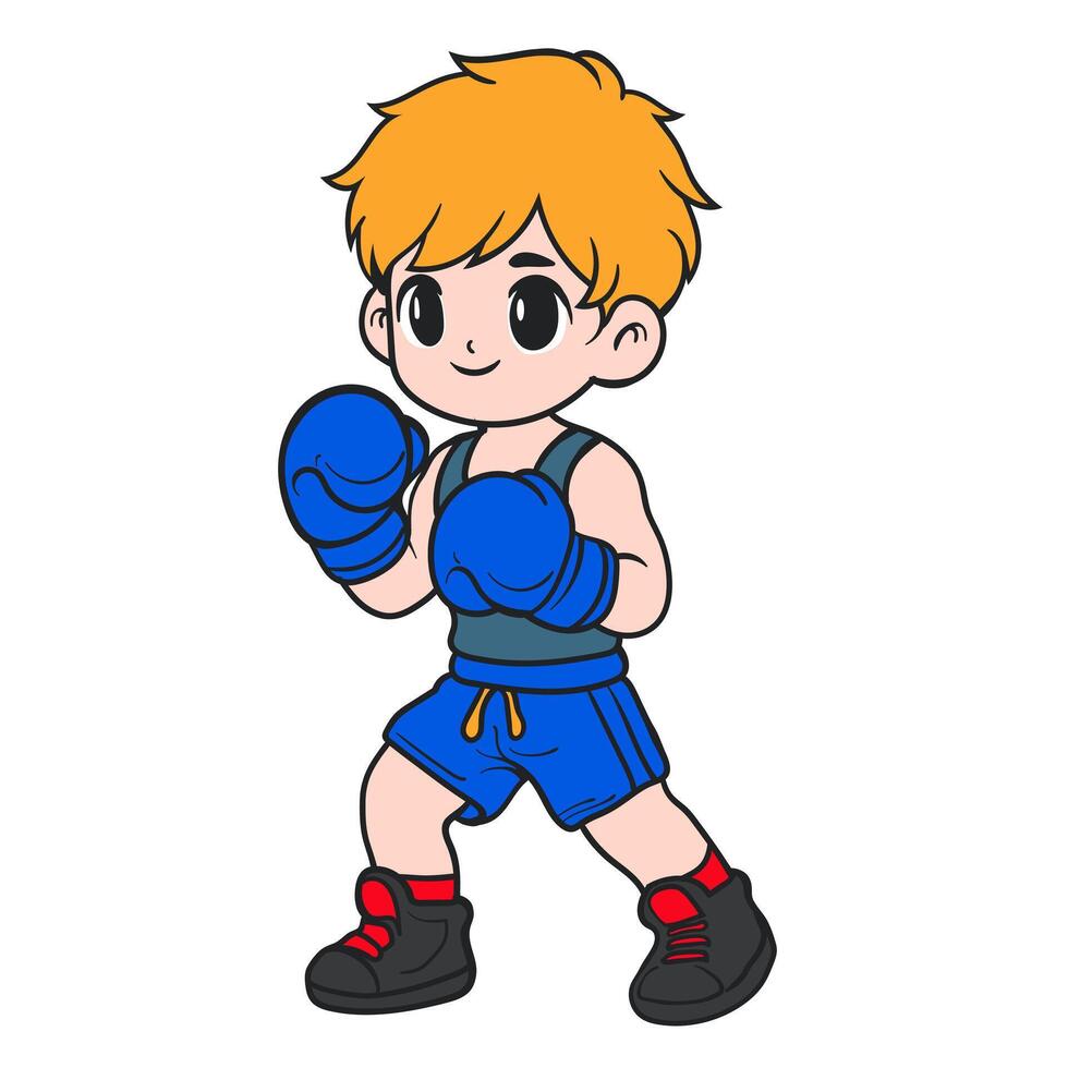 Energetic Boy Excited for Boxing vector