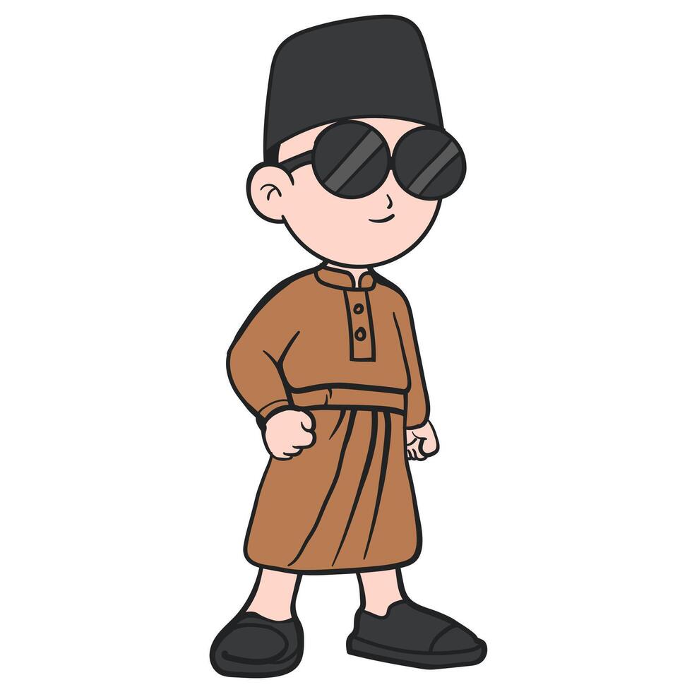 Cool Kid in Traditional Attire vector