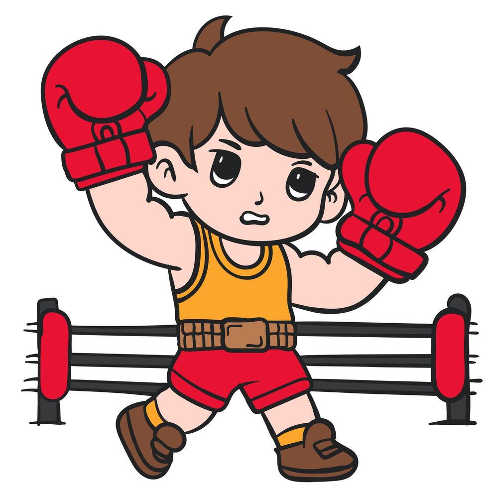 Young Boxer Ready for Full Action in the Ring vector