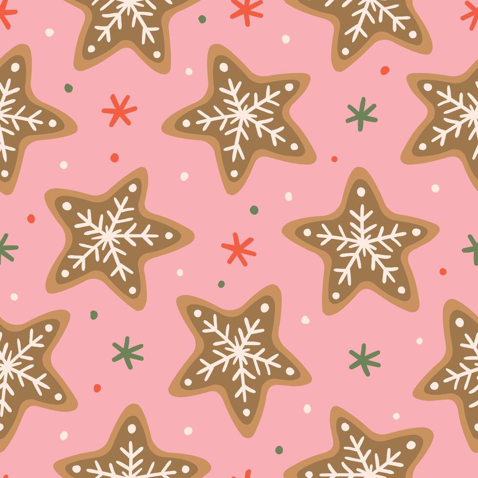 Star Gingerbread Cookies Background Christmas Gingerbread Pattern vector