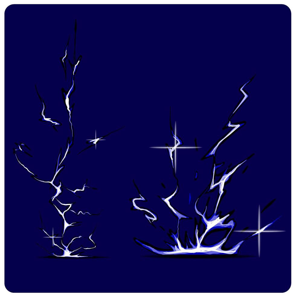 illustration of a sequence of lightning strike silhouettes vector