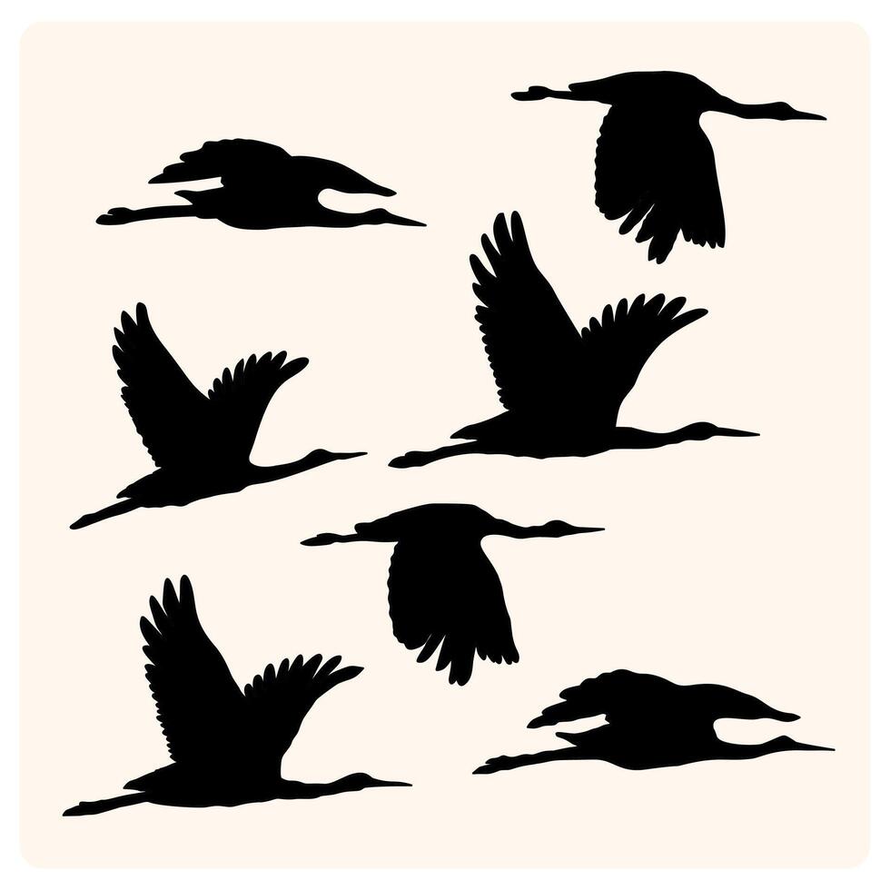 Silhouette flock of birds isolated on cream background vector