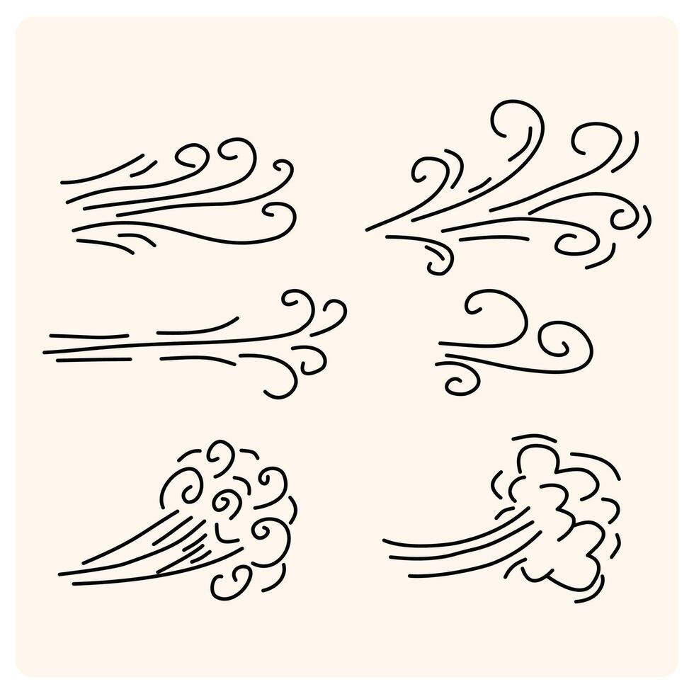 Doodle wind moving line. Breath of the typhoon with doodle style vector