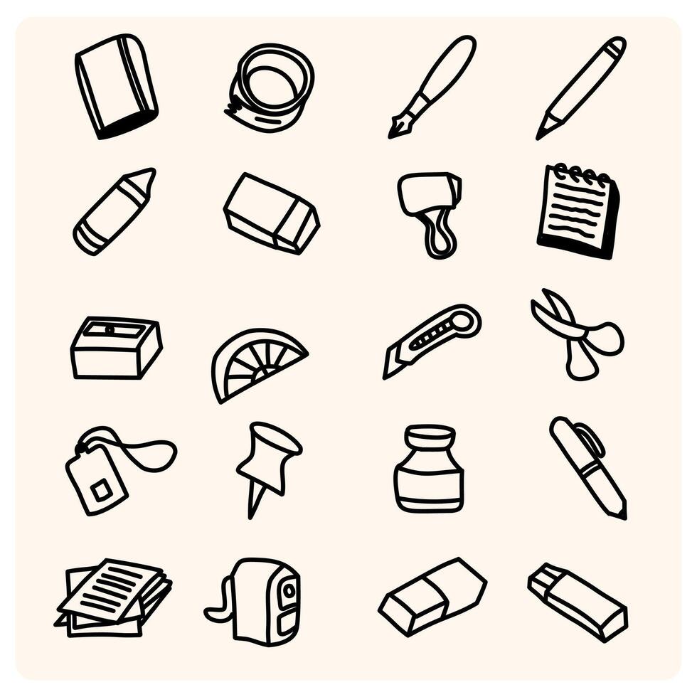 Set of doodle elements back to school. vector