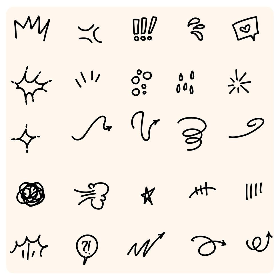 Line hand drawn doodle expression elements vector