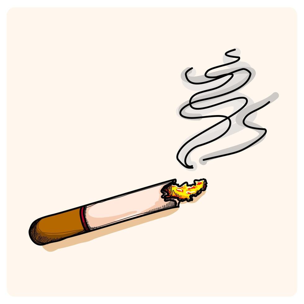 Cigarette stick concept illustration with doodle drawing style vector