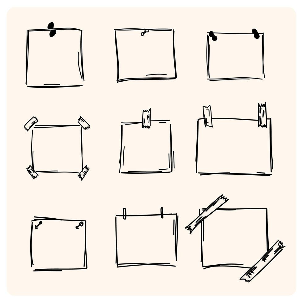 Hand drawn memo paper sheets vector