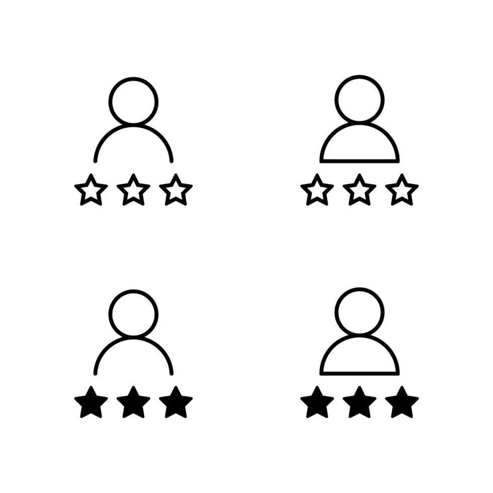 Person rating, review user icon set. Avatar profile with three star sign symbol vector