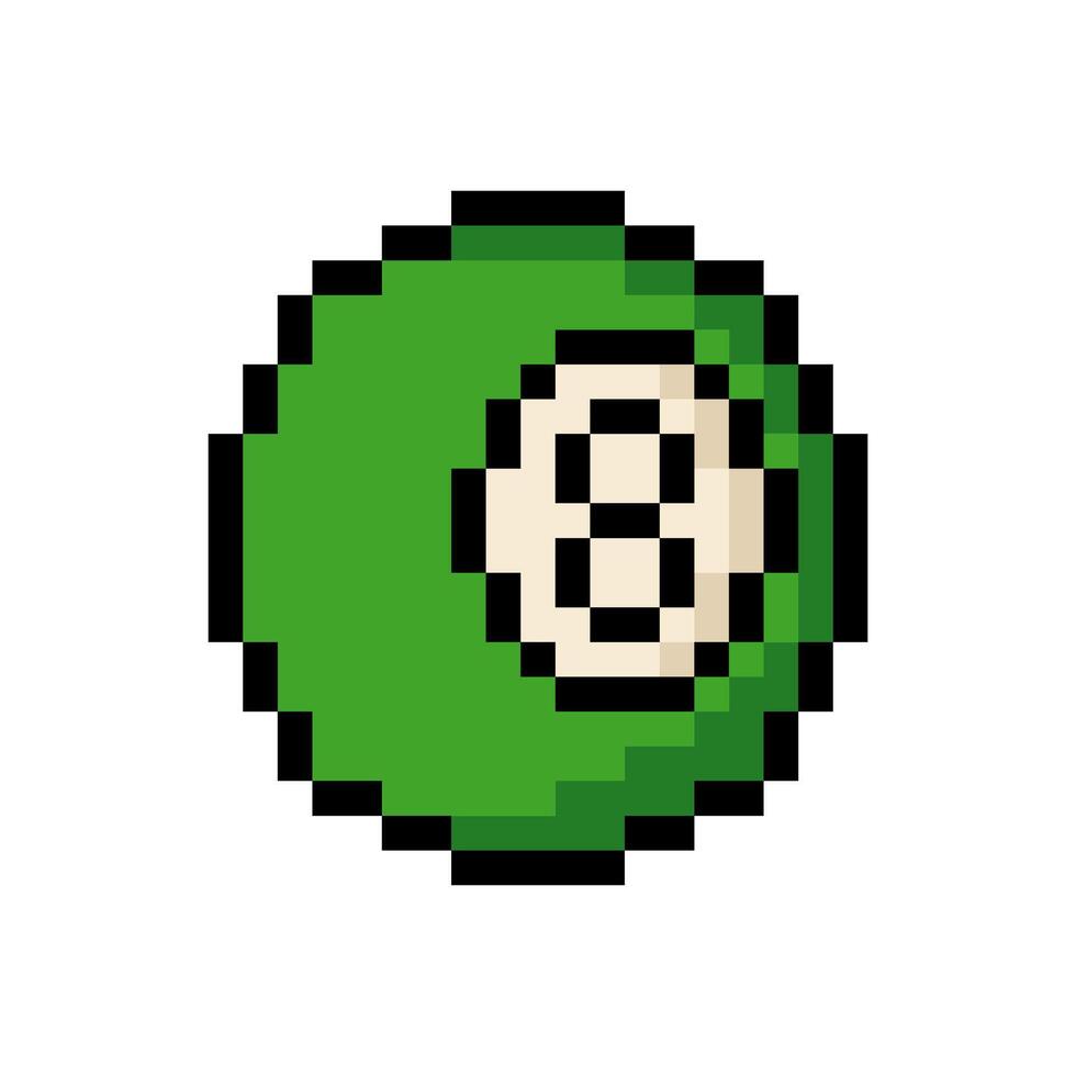 Billiard ball number eight in pixel art style vector