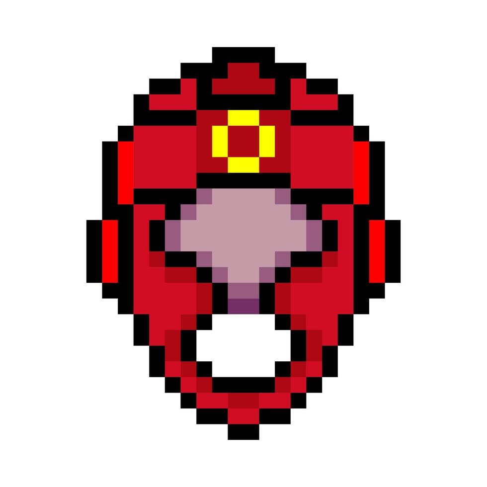 Boxing sport helmet in pixel art style vector