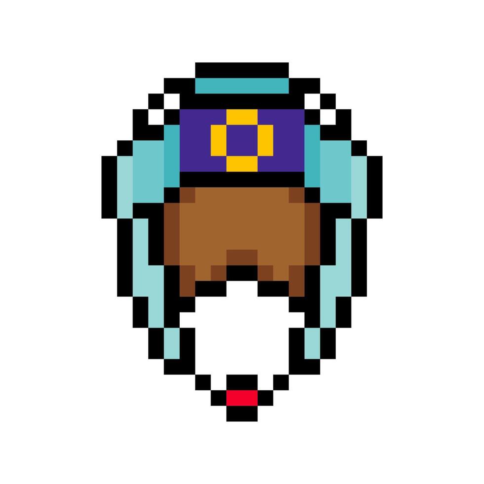 Boxing sport head protector in pixel art style vector