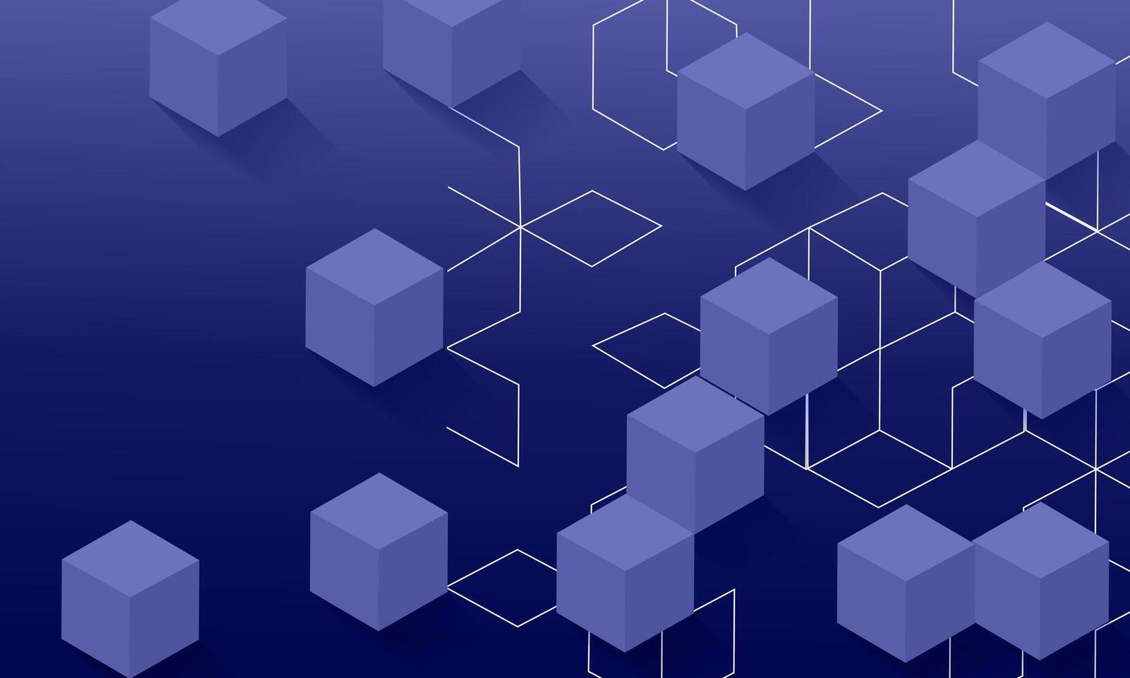 Modern digital geometric cube abstract background. Stylish realistic poster with blue 3d cube background on blue background. vector