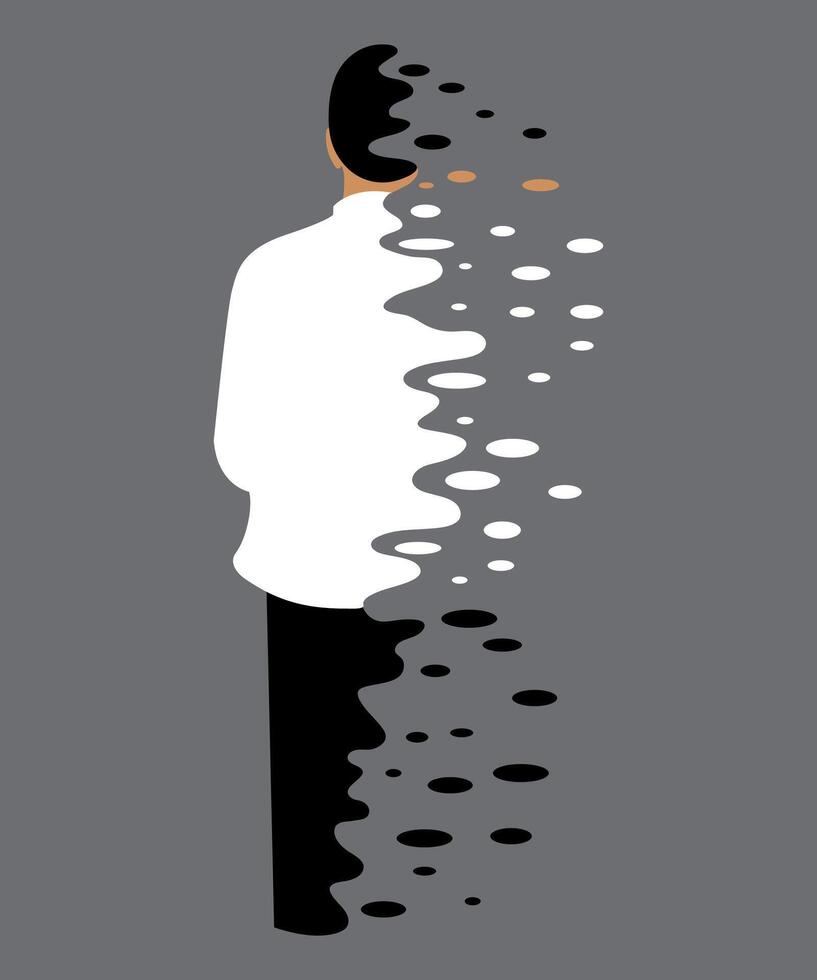disappearing man body form. Disappearing effect. vector