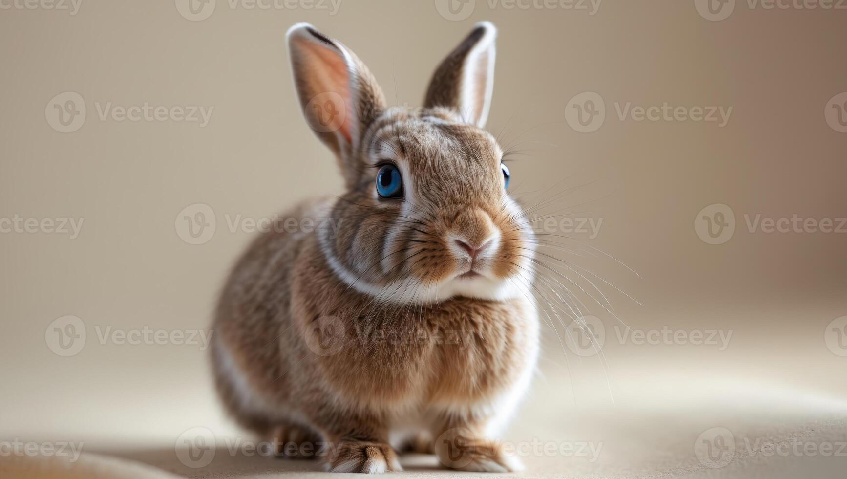 A close up of a small brown rabbit with blue eyes.A close up of a small brown rabbit with blue eyes. photo