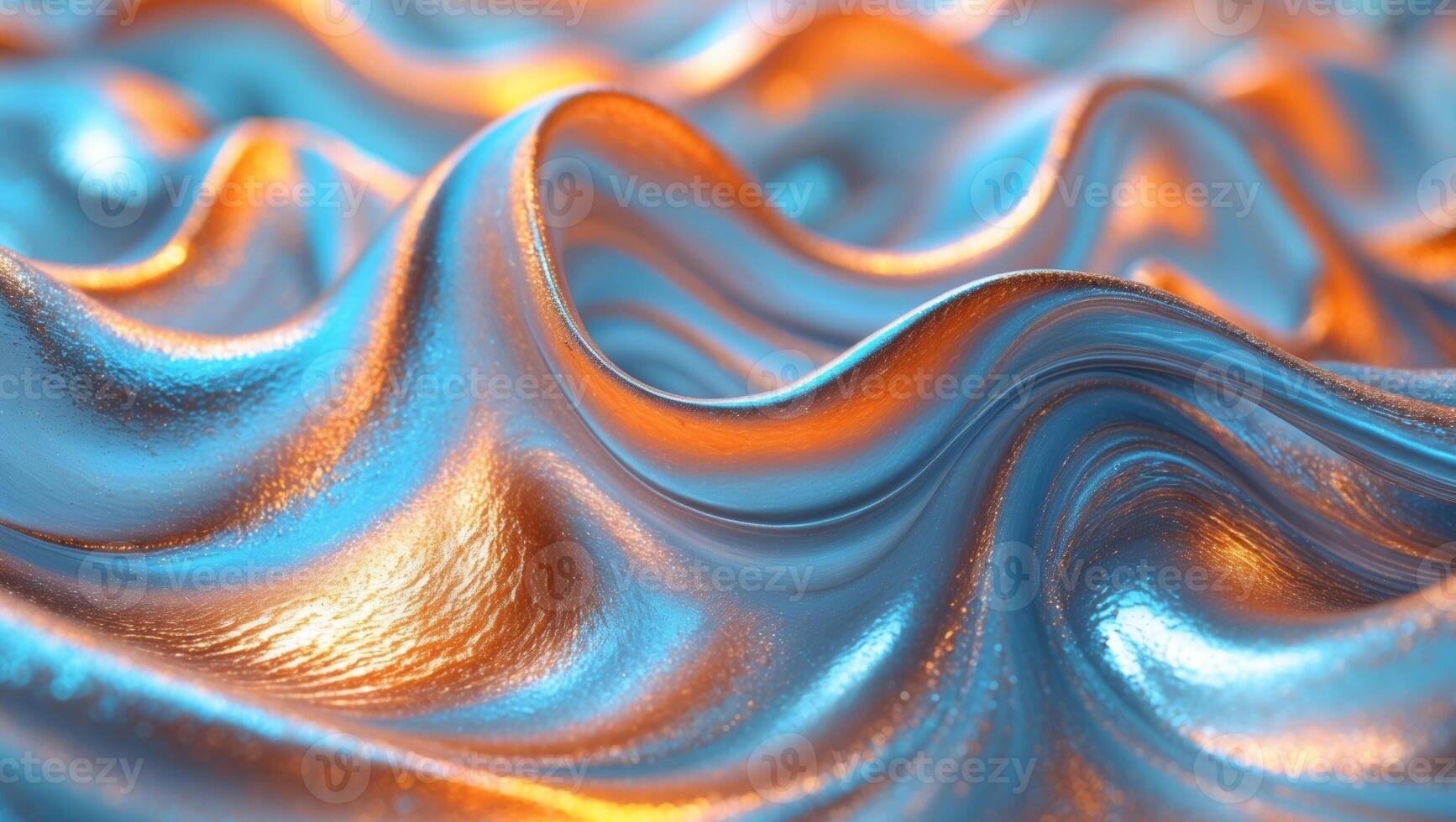 Abstract fluid waves with dynamic colors and metallic texture photo