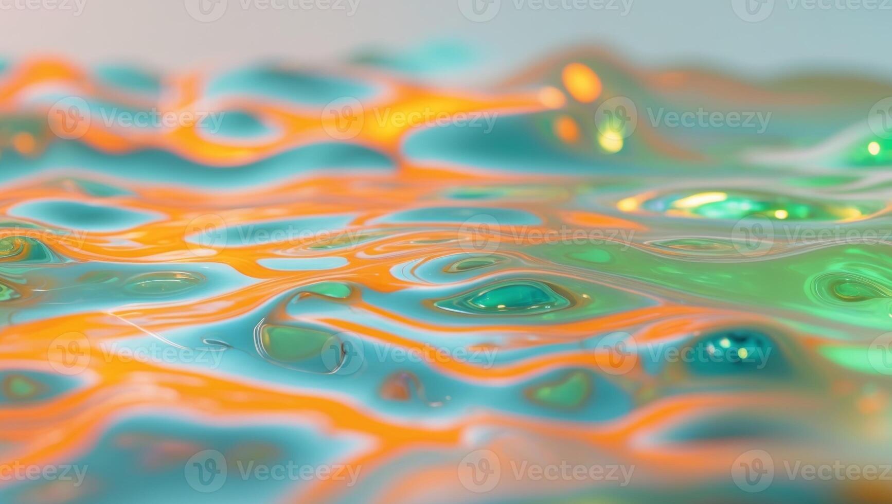 Abstract image of water surface with orange and green reflections photo