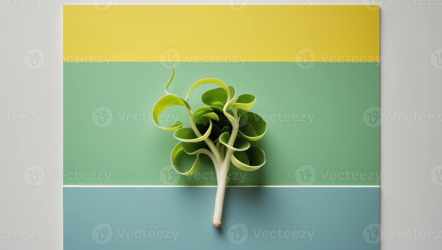 Vibrant Plant Sprout Growing Amidst Colorful Stripes. photo