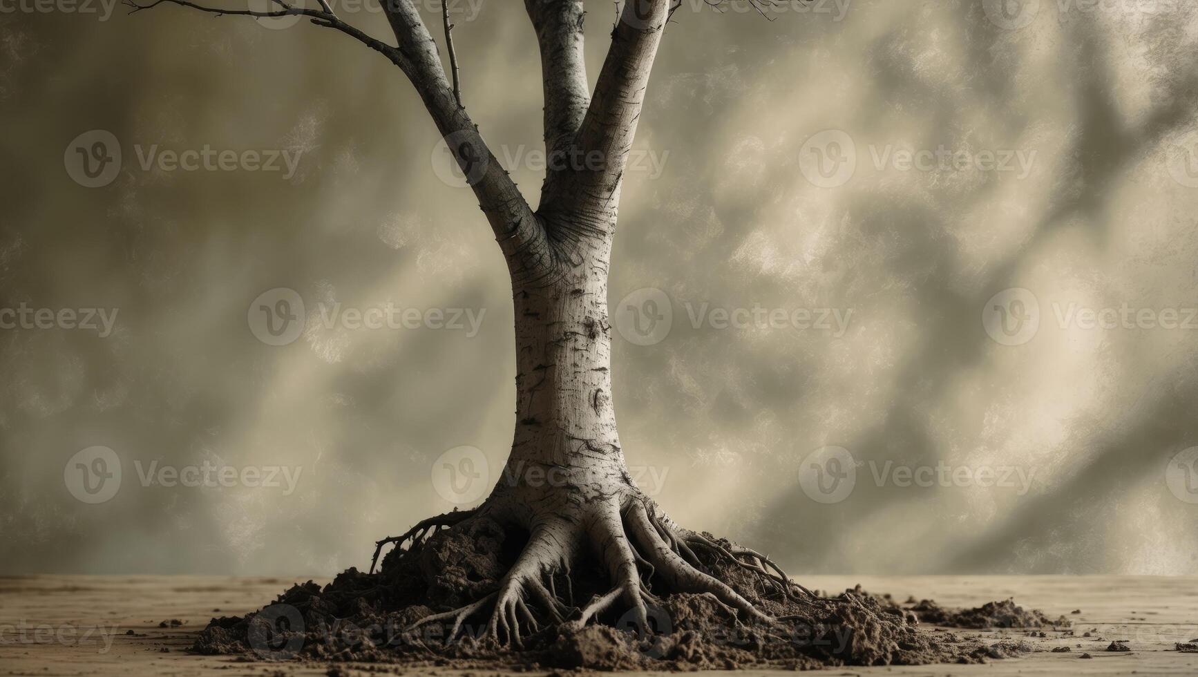 A tree root is growing out of the groundA tree root is growing out of the ground. photo