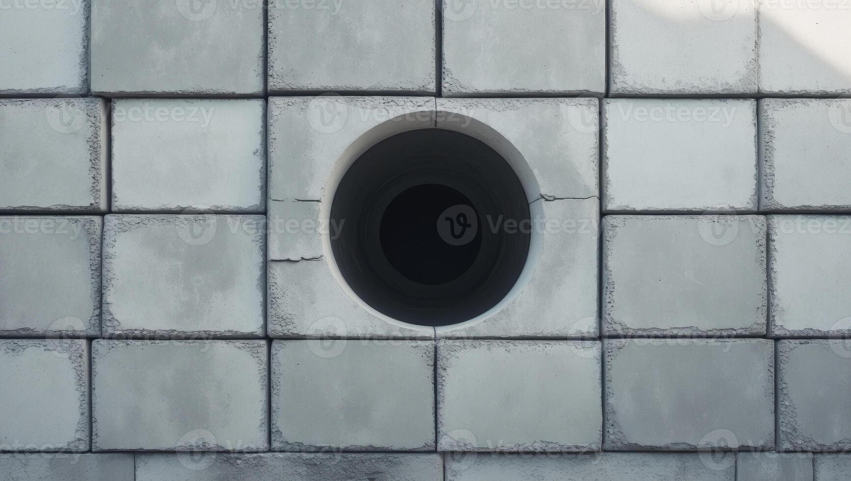 A wall made of blocks with a hole in the middleA wall made of blocks with a hole in the middle. photo
