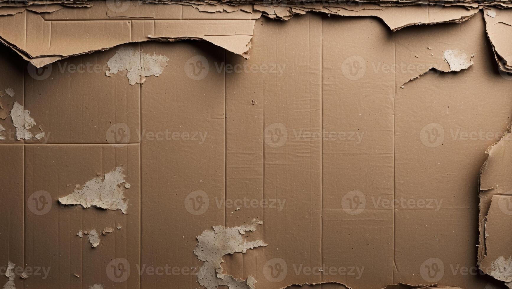 Aged brown cardboard box texture with peeling layers ideal for backgrounds or recycled material designs photo