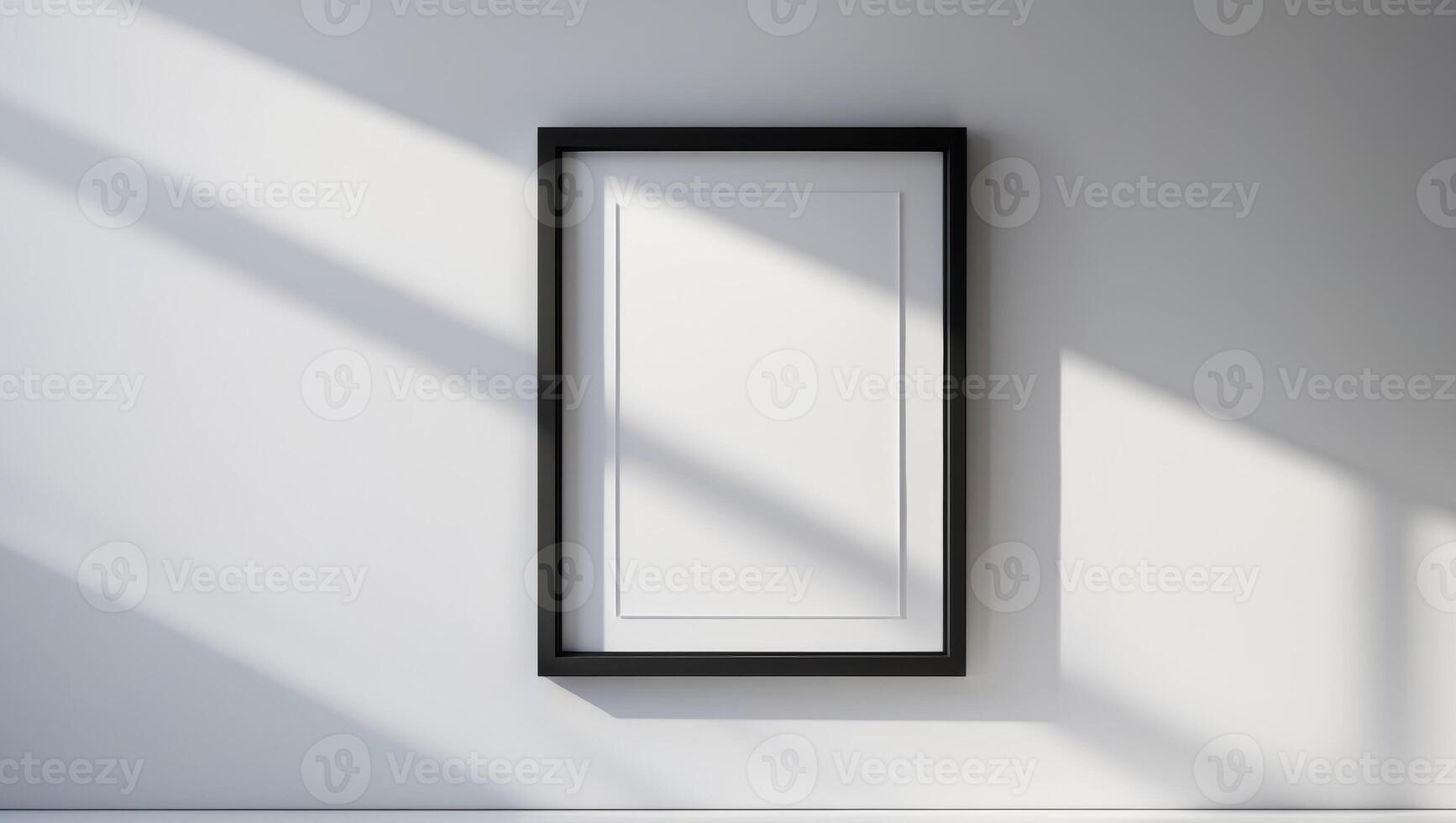Black Frame Template on Wall for Mockup or Artwork Presentation photo