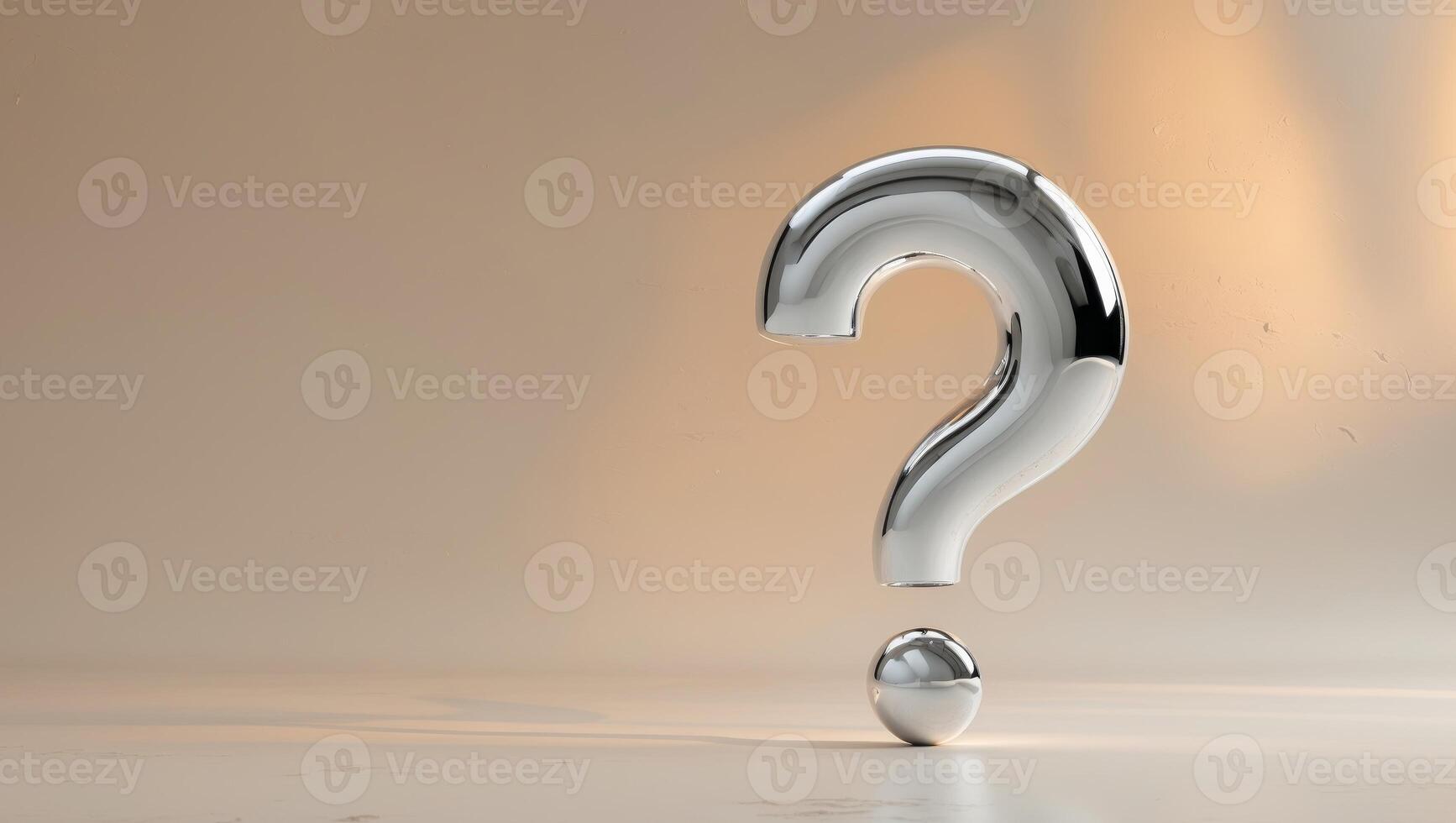 Shiny question mark on a beige background photo