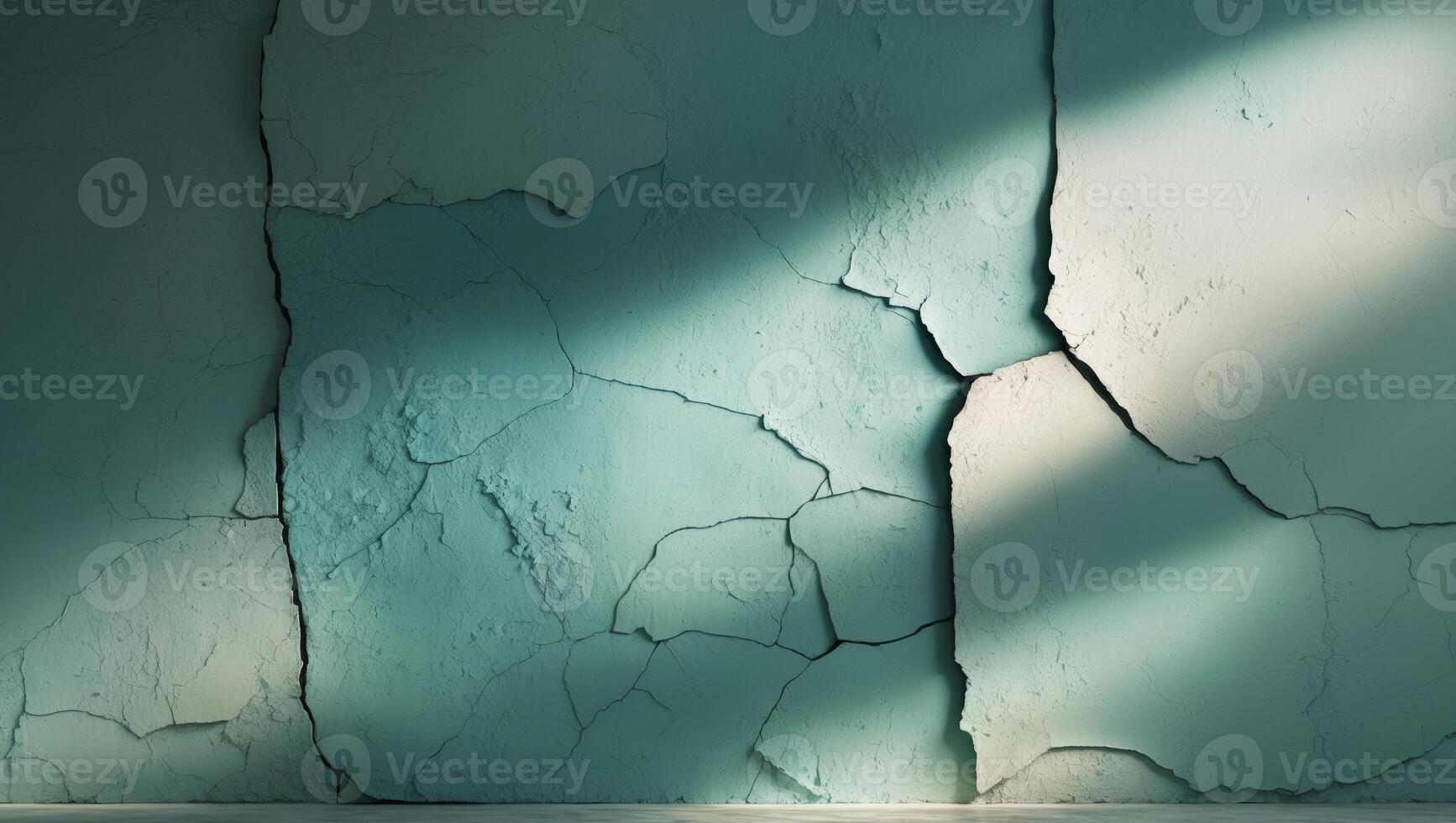 Teal Cracked Plaster Abstract Background photo