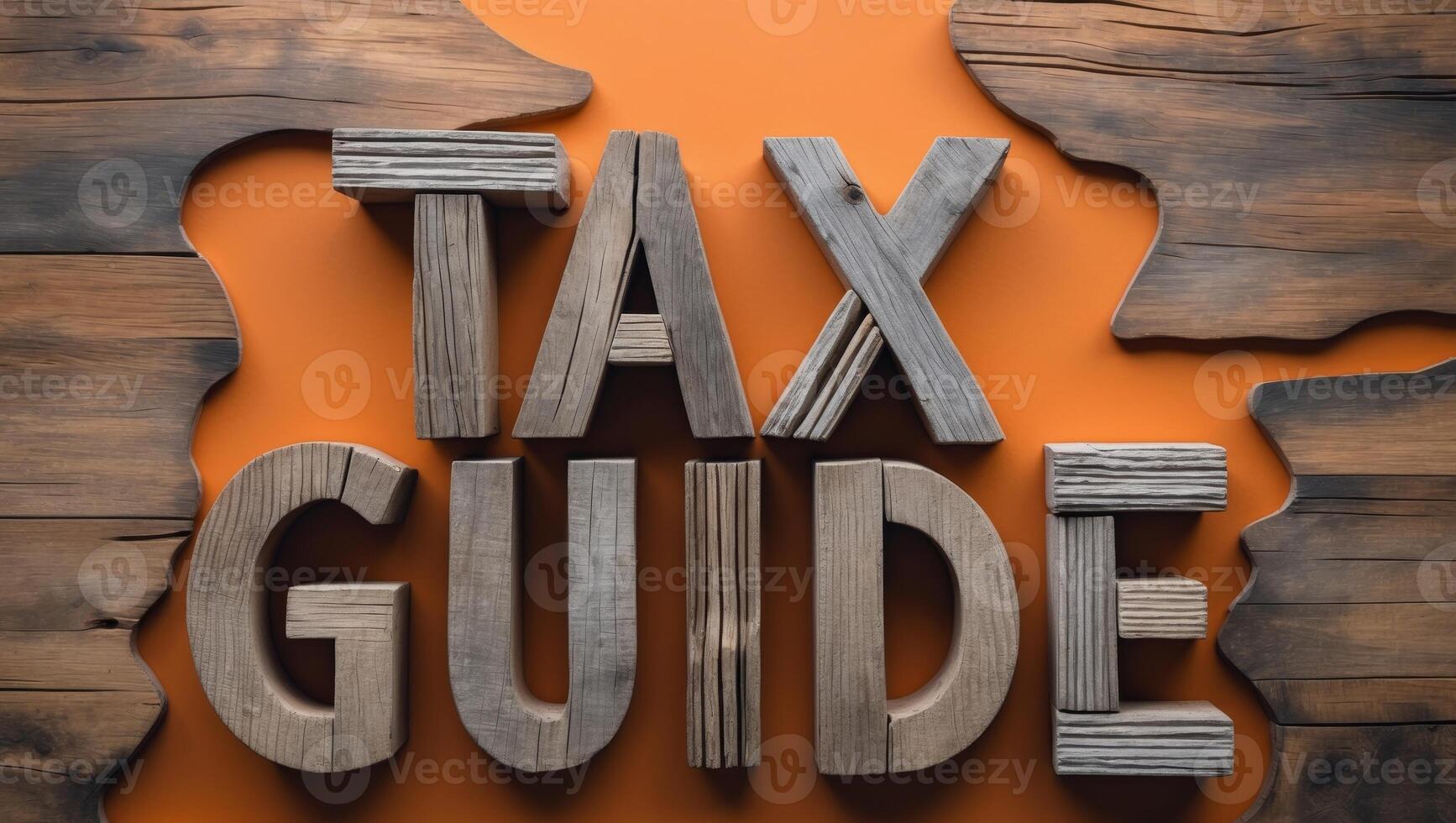 Tax Guide Concept Wooden Letters on Orange Background Symbolizing Business and Financial Planning with Copy Space for Text photo