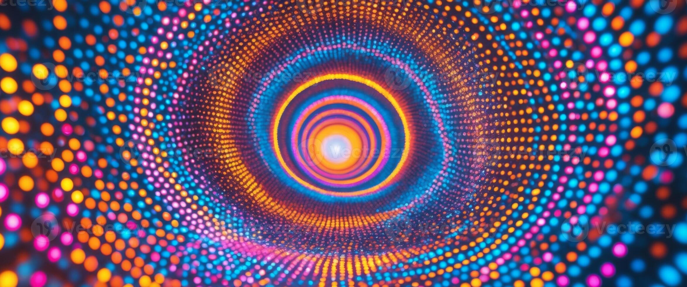 Vibrant abstract tunnel of colorful dots creating a hypnotic spiral effectVibrant abstract tunnel of colorful dots creating a hypnotic spiral effect. photo