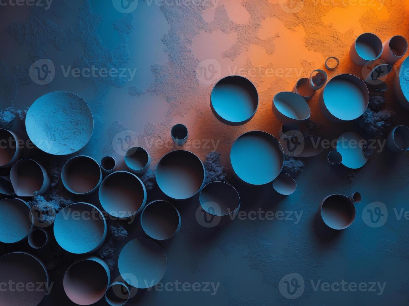 Colorful abstract composition featuring circular shapes arranged playfully on a vibrant background photo