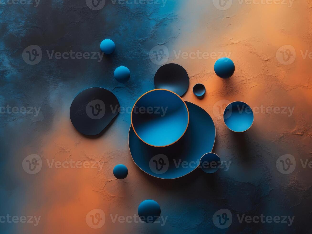 Colorful abstract composition featuring circular shapes arranged playfully on a vibrant backgroundColorful abstract composition featuring circular shapes arranged playfully on a vibrant background. photo