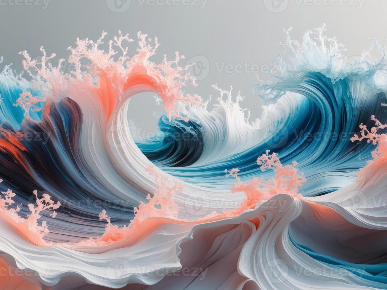 Fluid abstract waves create vibrant colors and smooth textures in dynamic composition photo