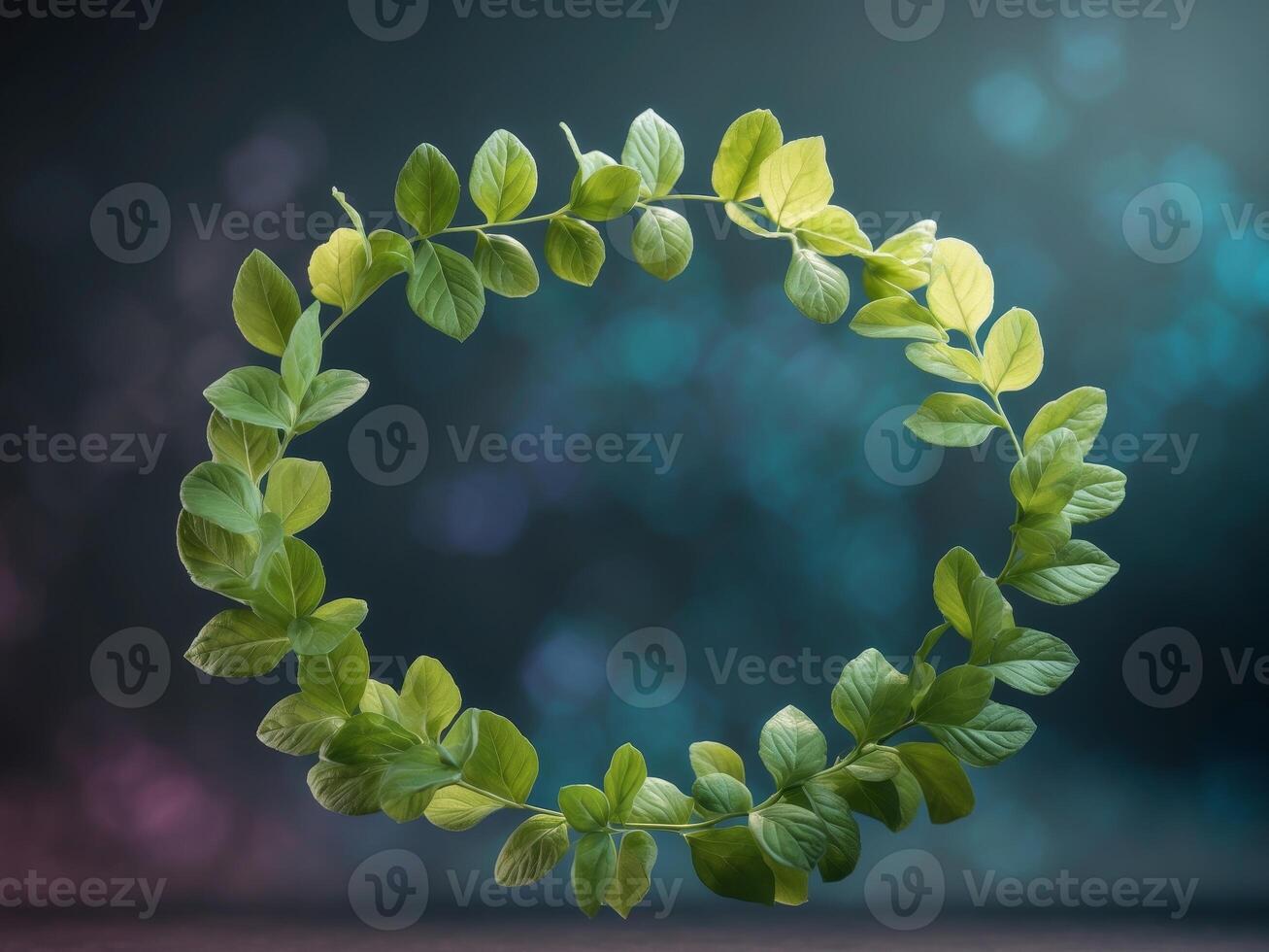 Green Leaves Frame with Dark Background for Creative Nature Projects photo