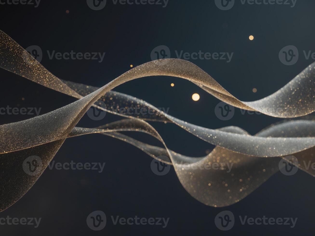 Abstract Golden Fluid Line with Sparkles on Dark Background for Creative Design Projects photo