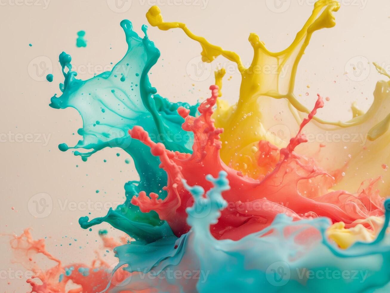 Colorful watercolor splash creating a vibrant artwork on a pale background photo