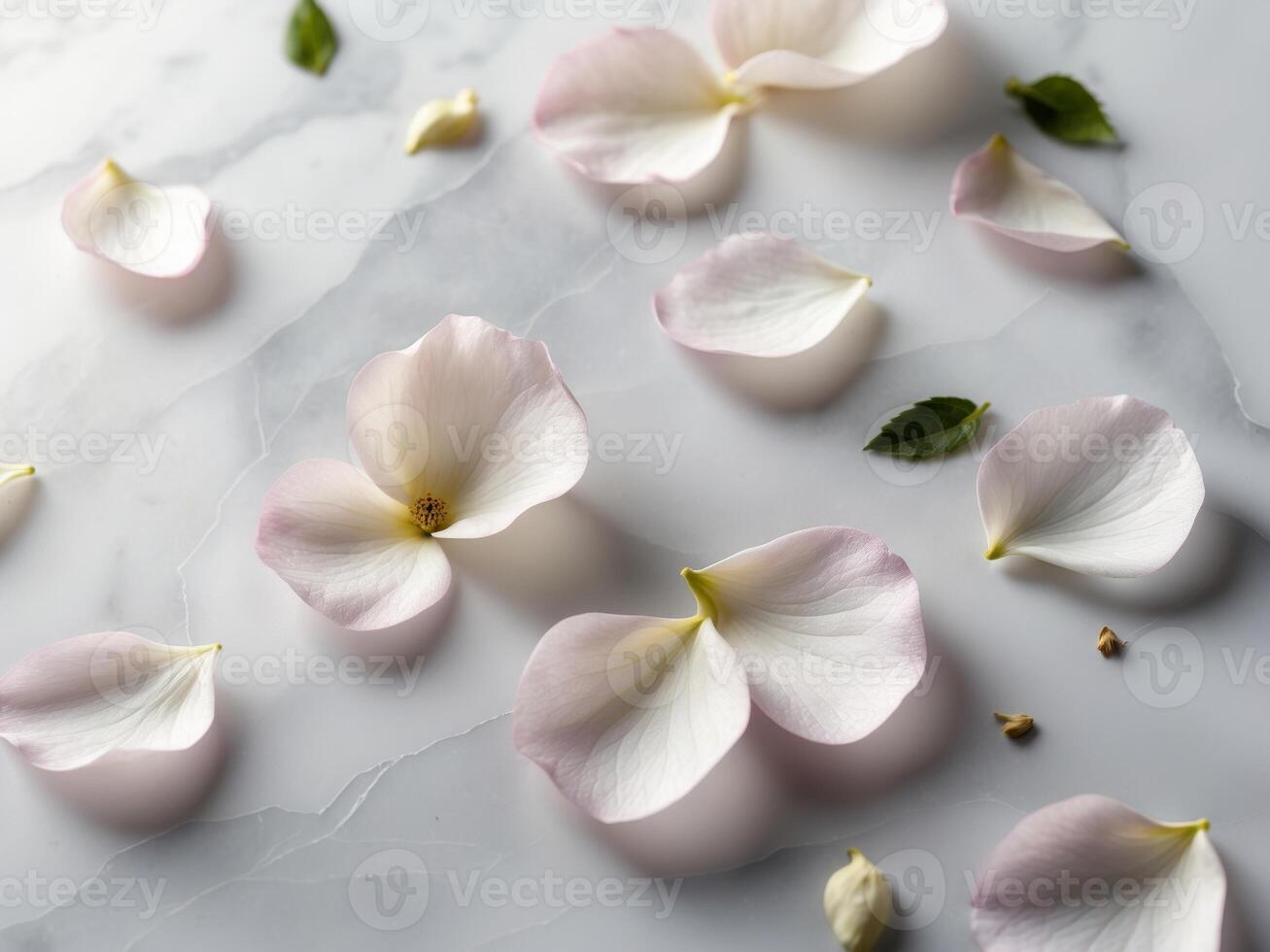 Delicate flower petals scattered on a smooth surface for decorationDelicate flower petals scattered on a smooth surface for decoration. photo