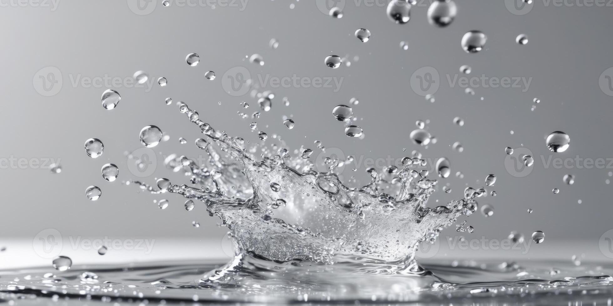 Crystal Clear Water Splash with Dynamic DropletsCrystal Clear Water Splash with Dynamic Droplets. photo