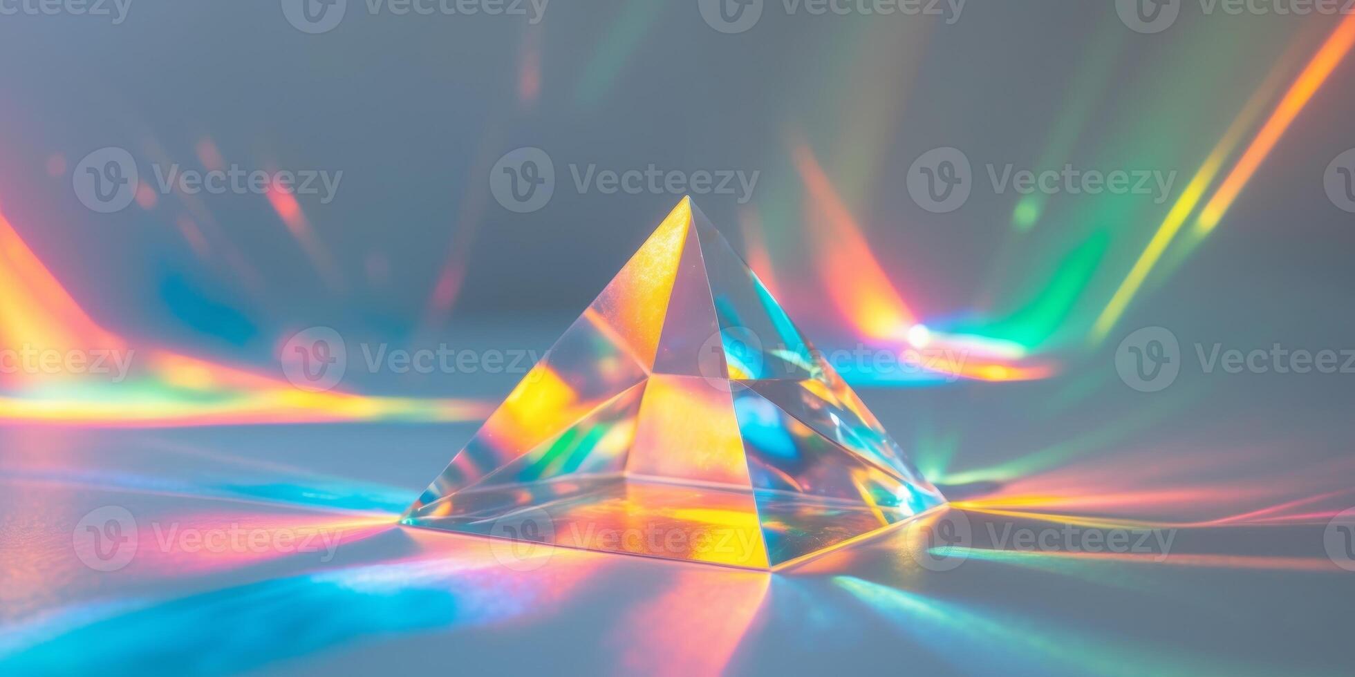Glass Pyramid Prism Refracting Light Colorful Abstract photo