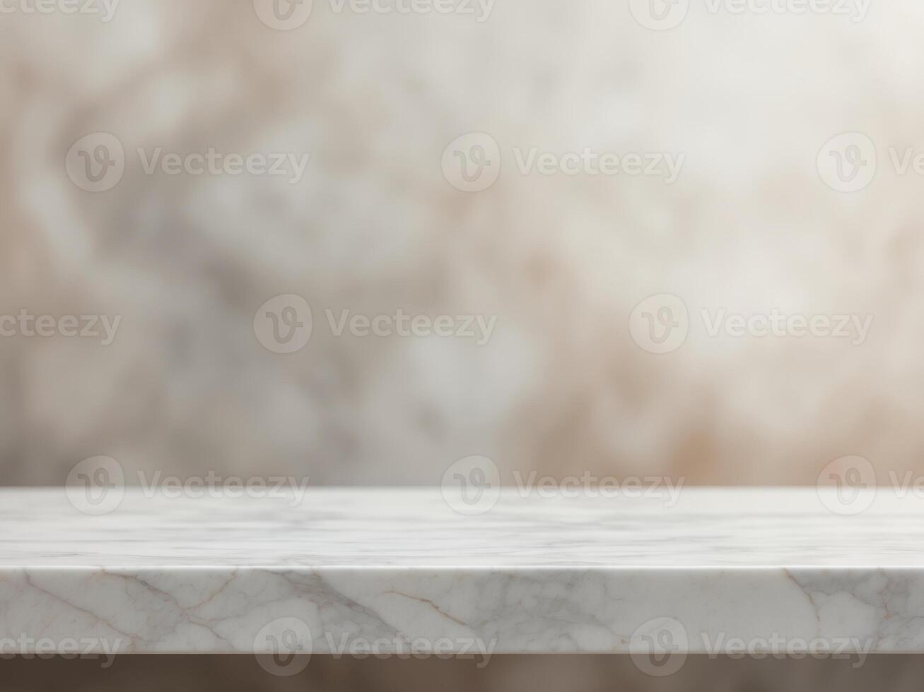 Empty Marble Counter with Blurred Background and Copy Space photo