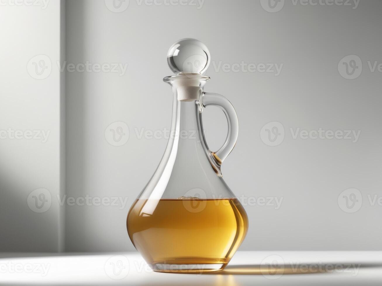 Jug of apple cider vinegar in a clear glass decanterJug of apple cider vinegar in a clear glass decanter. photo